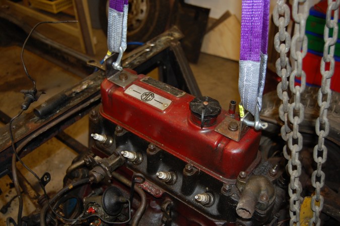 Home fabricated lifting brackets.