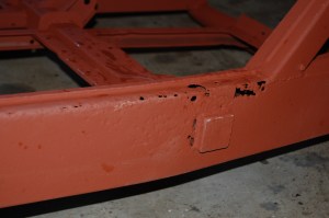 Both sides outer chassis around the cross member require cutting out and patching - not too serious and very typical.