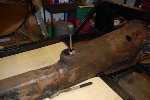 Trial re-fit of drive line tunnel - much cleaning up and painting required.