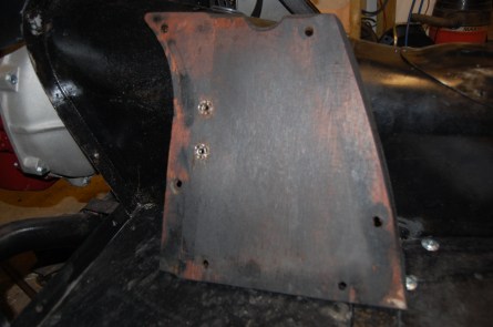 The original toeboards were reused as they were in good shape and have subtle profiling ensuring a proper fit. This is the left-hand toeboard that shows the location for left-hand drive car throttle pedal stop location - the two 'T' nuts middle left. Not sure why these were fitted to a righthand drive car, as they are redundant.