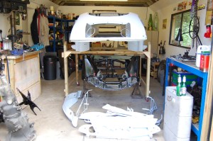 A week later and pocket £350 lighter, the body and all other cleaned and primed parts return. This has to be the best money spent, as to do this all by hand would have been a massive task. Brilliant job by Penfold Metallising of Barnham.