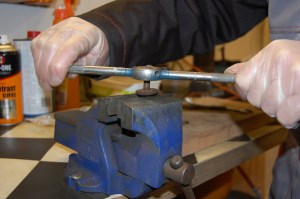 Also, as I'm re-using original bolts at this stage, I ran a die down the ones used for trial fitting. A drop of light oil at this stage further eases fitting.