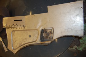 Illustration of final positioning of bracket, set against original position - must have a word with 'Metal Mickey' ! In fairness, all other panels from Sportscar Metalworks are a great fit, including the outer sills, which are known to be variable from other sources.