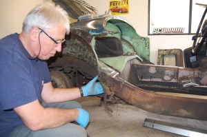 Ray, fellow 'A' owner helped make the first cuts - help at this stage gratefully received.