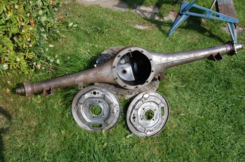 Rear brake back plates were in poor condition, but as these are now scarce, they were renovated.