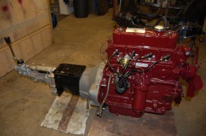 Trial fitting of gearbox with new quick shift gear selector fitted. Best to check at this stage that all the gears can be selected.