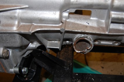 Destroying the core plug is the only way in - new core plug and drive pinion from First Motion Transmissions who supplied the reconditioned gearbox in 2009. total damage £35.