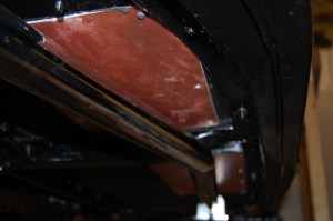 Sheets cut to shape. drilled and fixed with PK screws, which will be painted. MGA 1500 heat shield.